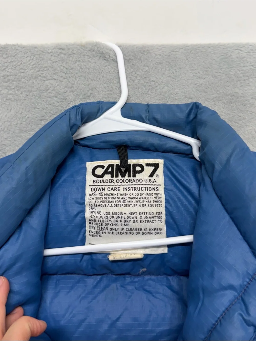 Vintage Camp 7 Prime Down Puffer Jacket Vest Blue Ski USA 1980s Gorp Mens Small